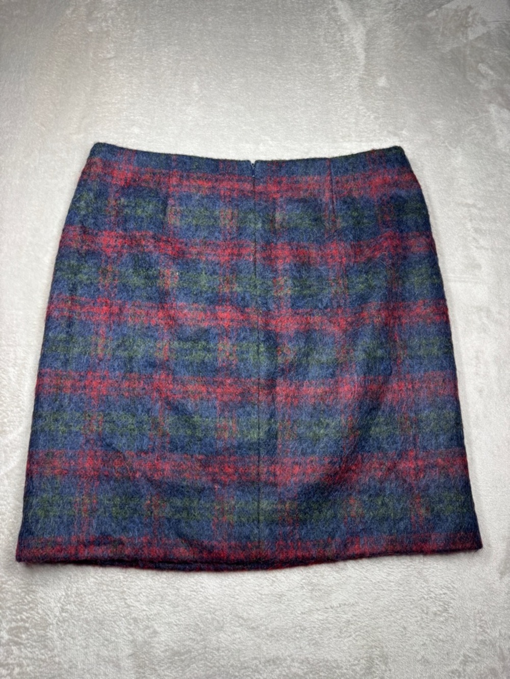 Talbots Wool Alpaca Blend Plaid Red Green Blue Straight Academia Mini Skirt 16 - Picture 9 of 15